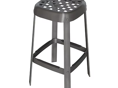 Sturdy Metal Bar Stool With Perforated Seat And Sleek Four Leg Frame 3d model