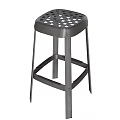 Sturdy Metal Bar Stool With Perforated Seat And Sleek Four Leg Frame