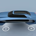 Futuristic Blue Concept Car With Streamlined Body Black Roof And Circular Markings