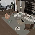 Modern Sofa Coffee Table Combination Cream Sofa Coffee Table Combination 3d model
