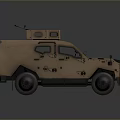 Brown Toy Armored Vehicle Model With Top Equipment And Wheels For Kids Play