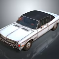 Vintage White Convertible Car With Black Roof Classic Grille And Retro Exterior Design
