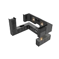 Elegant Black Kitchen Cabinets With Intricate Carvings And Marble Countertop Design