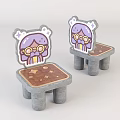 Cute Kids Chair With Purple Haired Girl Cartoon Design And Star Patterns On Seat