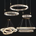 Elegant Modern Circular Crystal Chandelier With Transparent Crystal Rings And Hanging Design