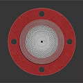 Handcrafted Wooden Stone Red Circular Flange With Central Metal Mesh