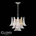 Elegant Modern Chandelier With Petal Shaped Glass Shades And Golden Metal Chain