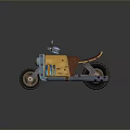 Vibrant Yellow And Blue Motorcycle With Brown Seat On Circular Brick Pavement