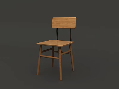 Natural Wood Dining Chair With Simple Design Comfortable Seat And Stable Backrest For Dining Room 3d model