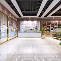 Bright Modern Specialty Store Interior With Shelves Products Front Counter And Green Plants