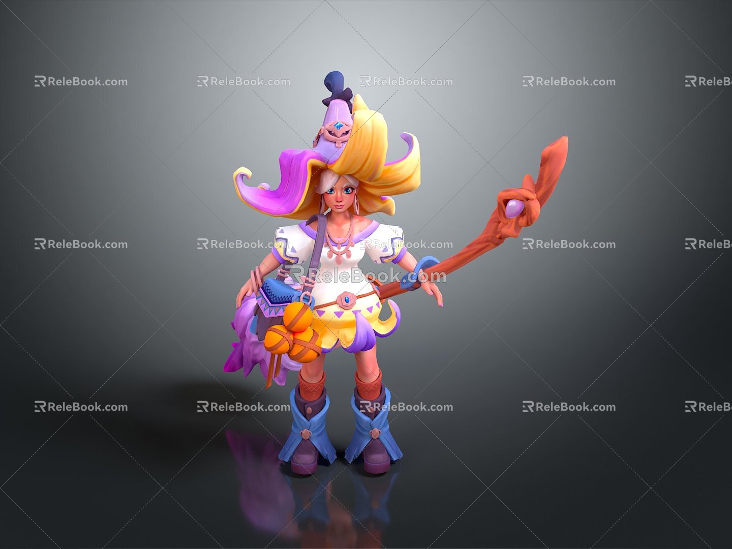 Female Elf Cartoon Witch Magic Witch Magic Girl Magician Elf Mage Warlock Wizard 3d model