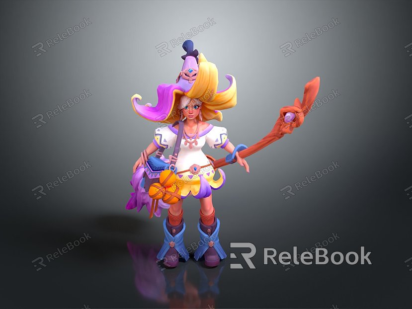 Female Elf Cartoon Witch Magic Witch Magic Girl Magician Elf Mage Warlock Wizard model