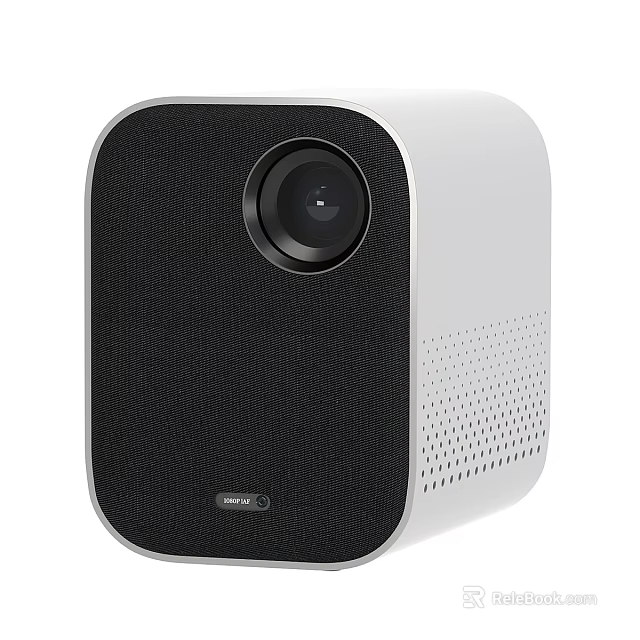 White And Black Portable Projector With Front Lens And Side Ventilation Holes Design 3d model 