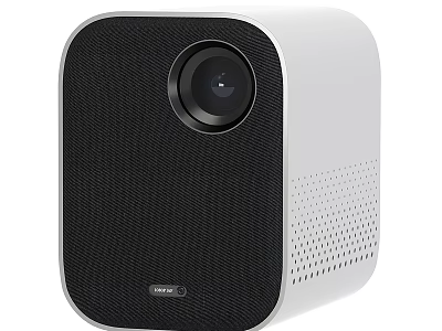 White And Black Portable Projector With Front Lens And Side Ventilation Holes Design 3d model