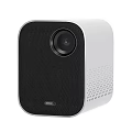 White And Black Portable Projector With Front Lens And Side Ventilation Holes Design