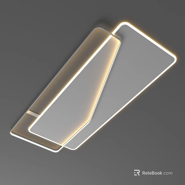 Modern Minimalist Ceiling Light with Geometric Shape LED Light Edge and Acrylic Panel 3d model 