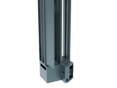 Gray Metal Structural Support Column with Vertical Slots and Square Base 3d model