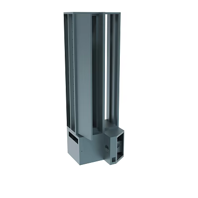 Gray Metal Structural Support Column with Vertical Slots and Square Base 3d model