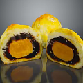 Delicious Egg Yolk Pastry With Golden Crust Cut Open Revealing Rich Filling