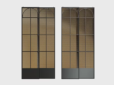 Modern Sliding Doors With Black Frames Grid Design Dark Bottom Panels And Light Sections 3d model