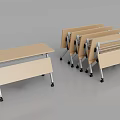 Folding Conference Tables With Light Wood Top Metal Frame And Lockable Casters