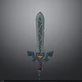 Fantasy Sword With Blue White Blade Geometric Patterns And Decorative Hilt