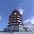 Traditional Chinese Multi Tiered Tower With Ornate Eaves Red Roofs And White Railings
