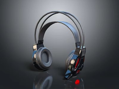 Modern Over Ear Headphones With Sleek Design Red Accents And Glossy Finish 3d model