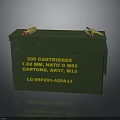 Green Military Ammunition Box With 200 7.62 MM NATO Cartridges For AK47 M13