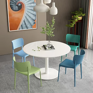 Restaurant table plastic chair 3d model