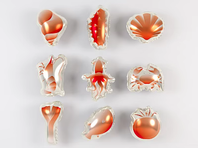 Creative Inflatable Ocean Animal Decorations with Shell Fish Crab and Octopus Designs 3d model