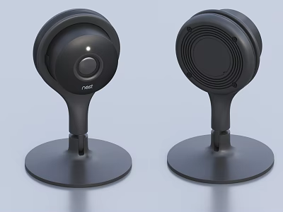 Modern Projection Monitoring Camera Design With Black Housing And Stable Base Stand 3d model