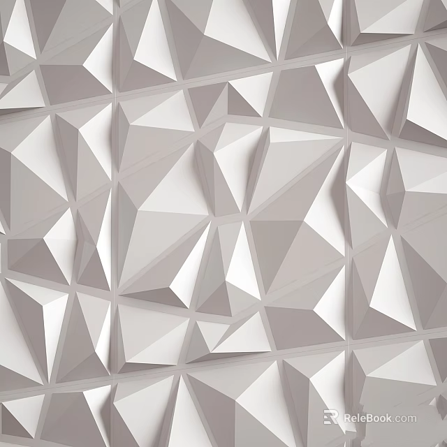 Gray and White Geometric 3D Wall with Triangular Pattern and Textured Design 3d model 