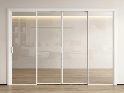 Modern Interior Sliding Doors With Glass Panels And White Frame Design 3d model