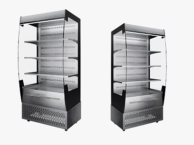 Commercial Refrigerator Freezers With Glass Doors And Multiple Shelves Display Units 3d model