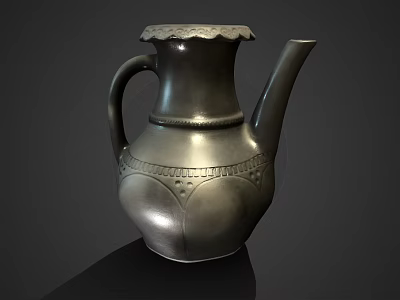 Elegant Metal Teapot With Intricate Carvings And Classic Design Details 3d model