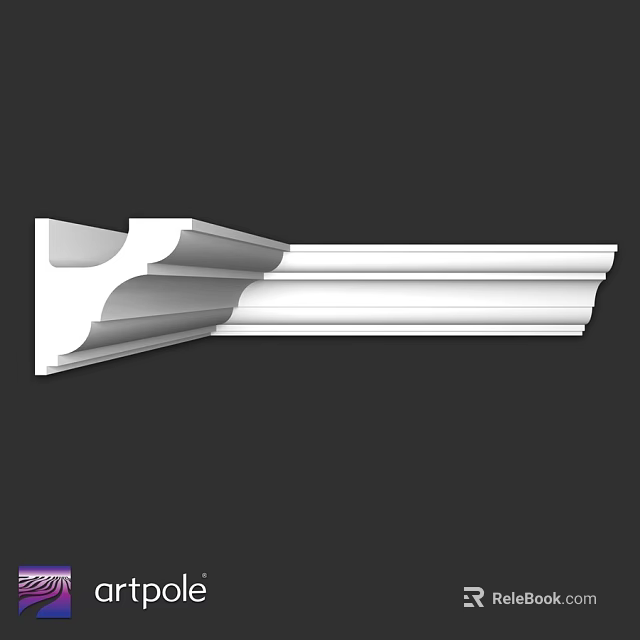 Detailed Architectural Decorative Molding Component With Curved Design And White Finish 3d model 