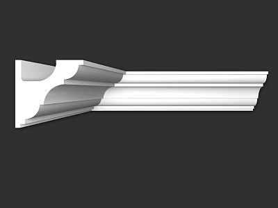 Detailed Architectural Decorative Molding Component With Curved Design And White Finish 3d model