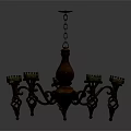 Vintage Ornate Metallic Chandelier With Curved Arms And Decorative Candle Holders