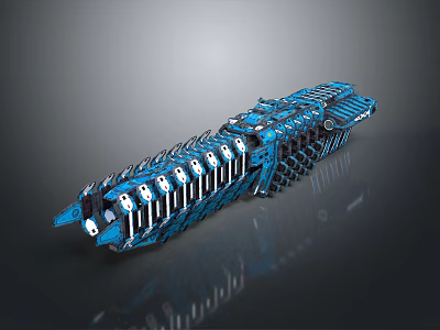 Blue Mechanical Tech Device With Detailed Components And Reflective Surface 3d model