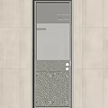 Modern Beige Interior Door With Grid Panel And Patterned Lower Section 3d model