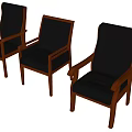 Classic Design Office Chair With Black Leather Seat And Wooden Frame