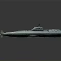 Silver Streamlined Naval Submarine As Water Transportation Vessel With Conning Tower And Smooth Hull