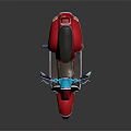 Red Vintage Scooter With Blue Details Black Seat And White Wheels