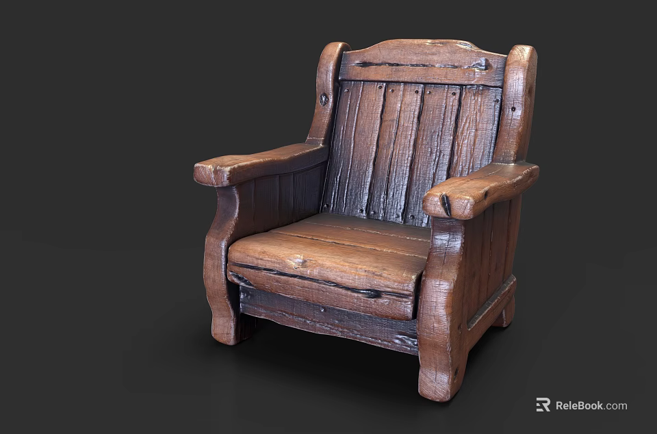 Wooden Outdoor Sofa With Armrest And Solid Wood Construction For Garden Use 3d model 