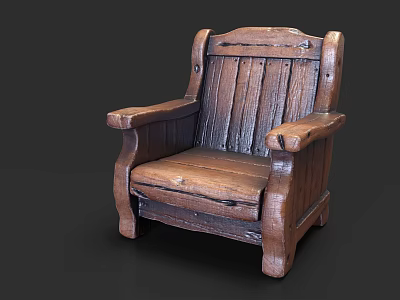 Wooden Outdoor Sofa With Armrest And Solid Wood Construction For Garden Use 3d model