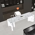 Modern White Marble Desk With White Chair Table Lamp And Book In Stylish Room