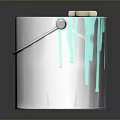 Silver Paint Can With Dripping Teal Paint And Wooden Handle Brush