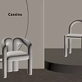Cassina White Modern Chairs With Curved Armrest In Beige Wall Interior