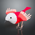 Low Poly Red And White Bird Character With Spread Wings Design 3d model